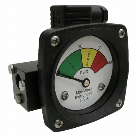 3-Color Differential Pressure Indicator, 0 To 50 PSId, 522, Spst - Normally Open