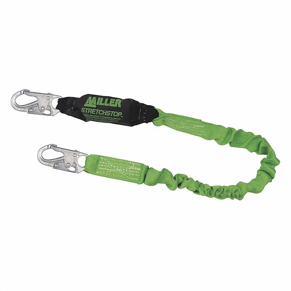 Shock-Absorbing Lanyard, 310 lbs. Capacity, 6 ft. Length, Steel Snap Hook