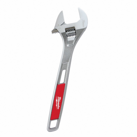 Adjustable Wrench, Alloy Steel, Chrome, 14 11/32 Inch Overall Length, 1 5/8 Inch Jaw