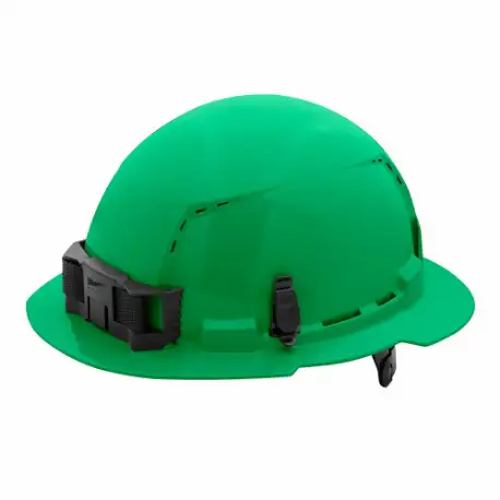 Hard Hat, Full Brim Head Protection, ANSI Classification Type 1, Class C, Green