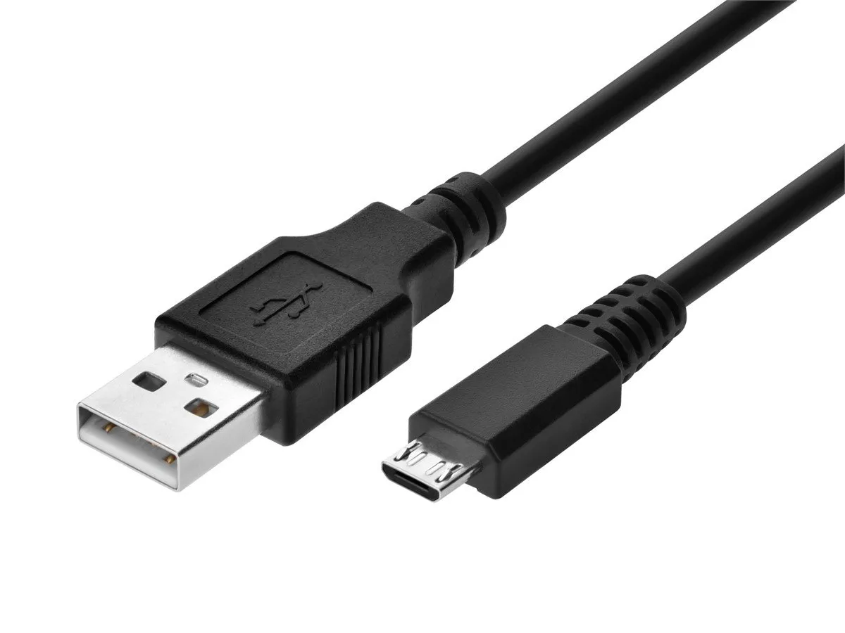 USB Cable, 2.0, 1 1/2 ft Cable Length, Black, A Male to 5 Pin B Micro Male