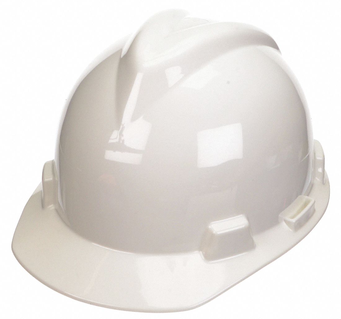 Hard Hat Front Brim Slotted 4 Point Ratchet White