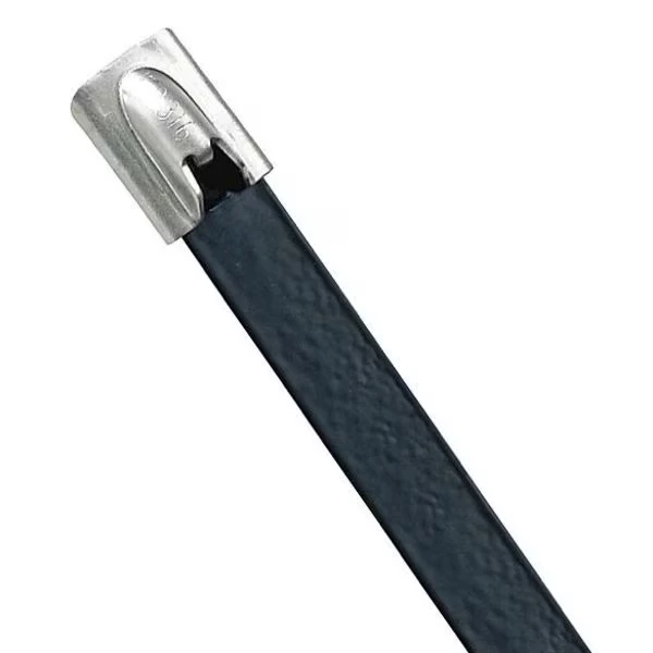 Pan Steel Tie, 316ss, Poly, H, 26.8, Blk, PK50