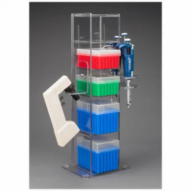 Lab Bench Vertical Organizer, Holds 5 Boxes of Tips, Benchtop, 5 Compartments, PETG, Clear