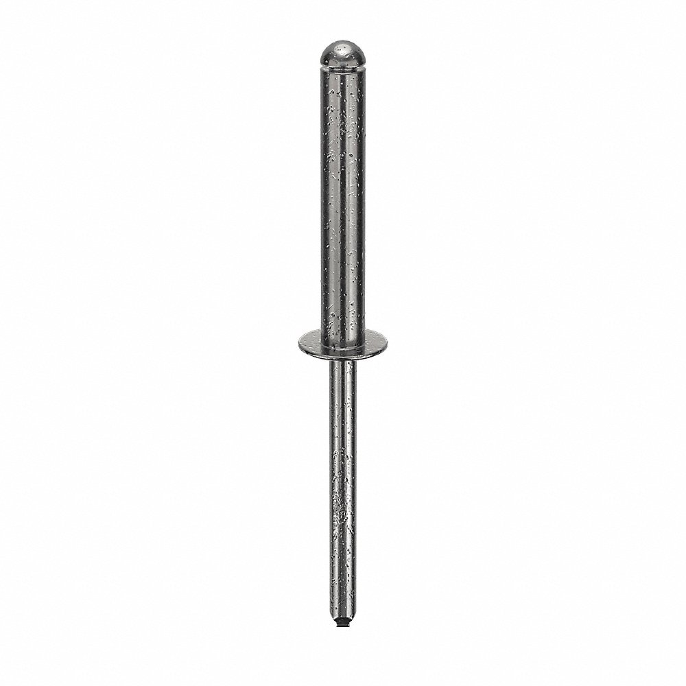 Blind Rivet, 3/16 In Rivet Dia., Steel, 1.175 In Rivet Lg., 0.876 In To 1 In Grip Rng, Dome, 250 Pk