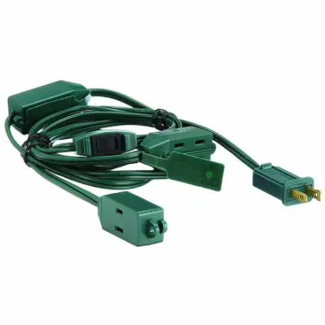 Extension Cord, 9 Ft Cord Lg, 18 Awg Wire Size, 18/2, Spt-2, Nema 1-15P, Green, Block