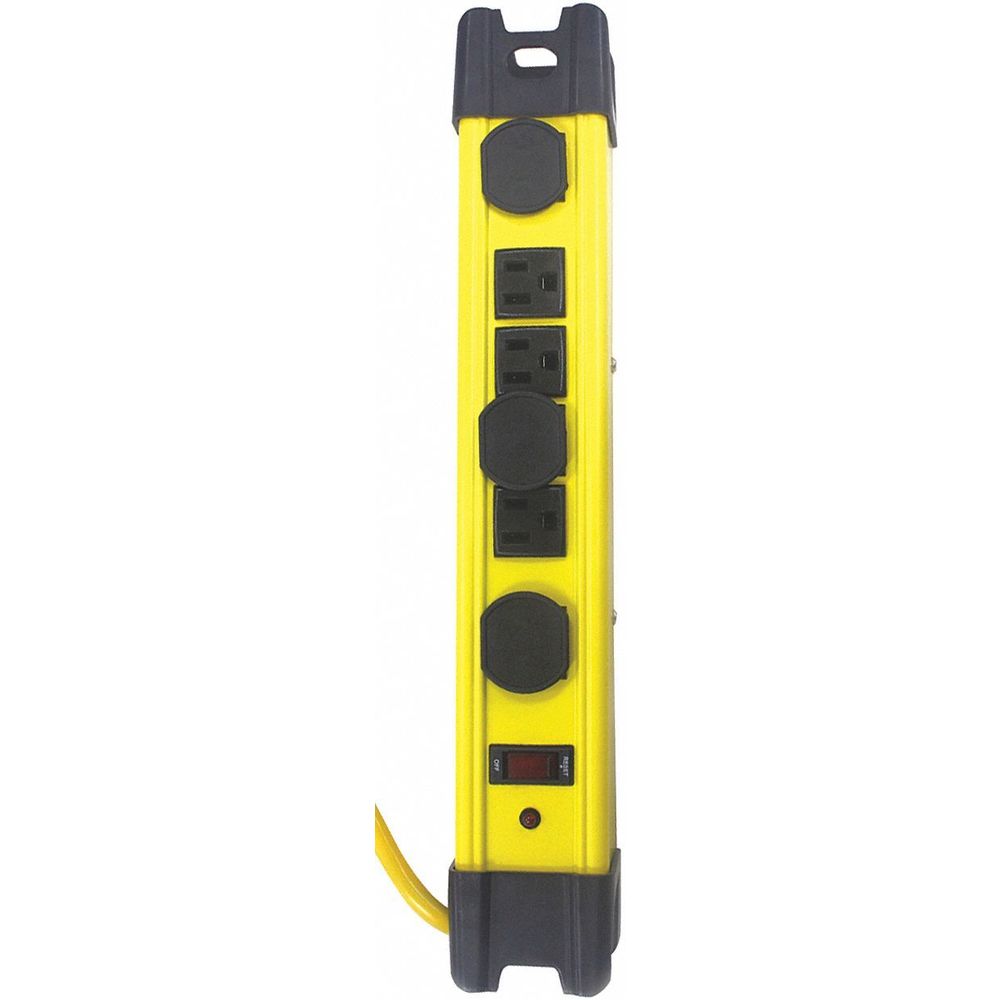 15 ft. Surge Protector Outlet Strip, Yellow, No. of Total Outlets 6