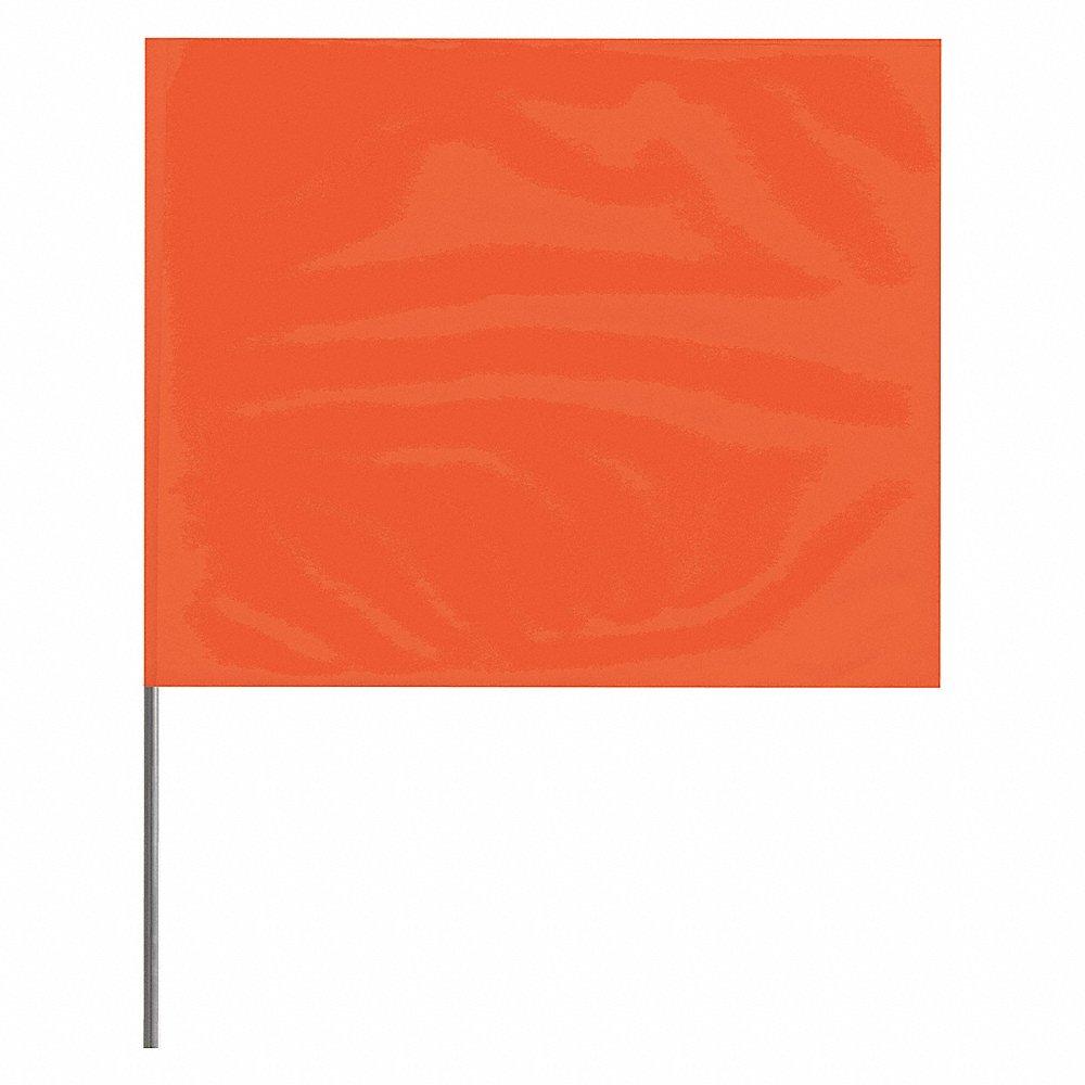 Marking Flag, 2 1/2 Inch x 3 1/2 Inch Flag Size, 15 Inch Staff Ht, Orange, Blank