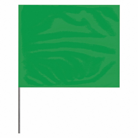 Marking Flag, 4 Inch x 5 Inch Flag Size, 30 Inch Staff Ht, Green, Blank, No Image