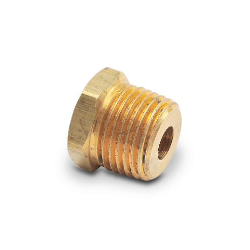 Hex Head Reducer Bushing, Brass, 1/2 Inch Male Npt To 1/8 Inch Female Npt