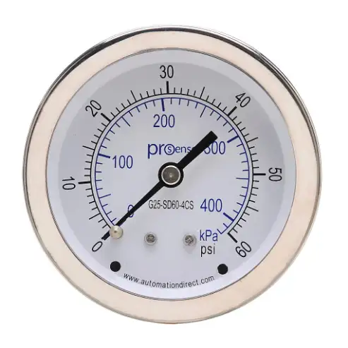 Mechanical Pressure Gauge, 2.5 Inch Dia., 0 To 60 Psig/0 To 420 Kpa