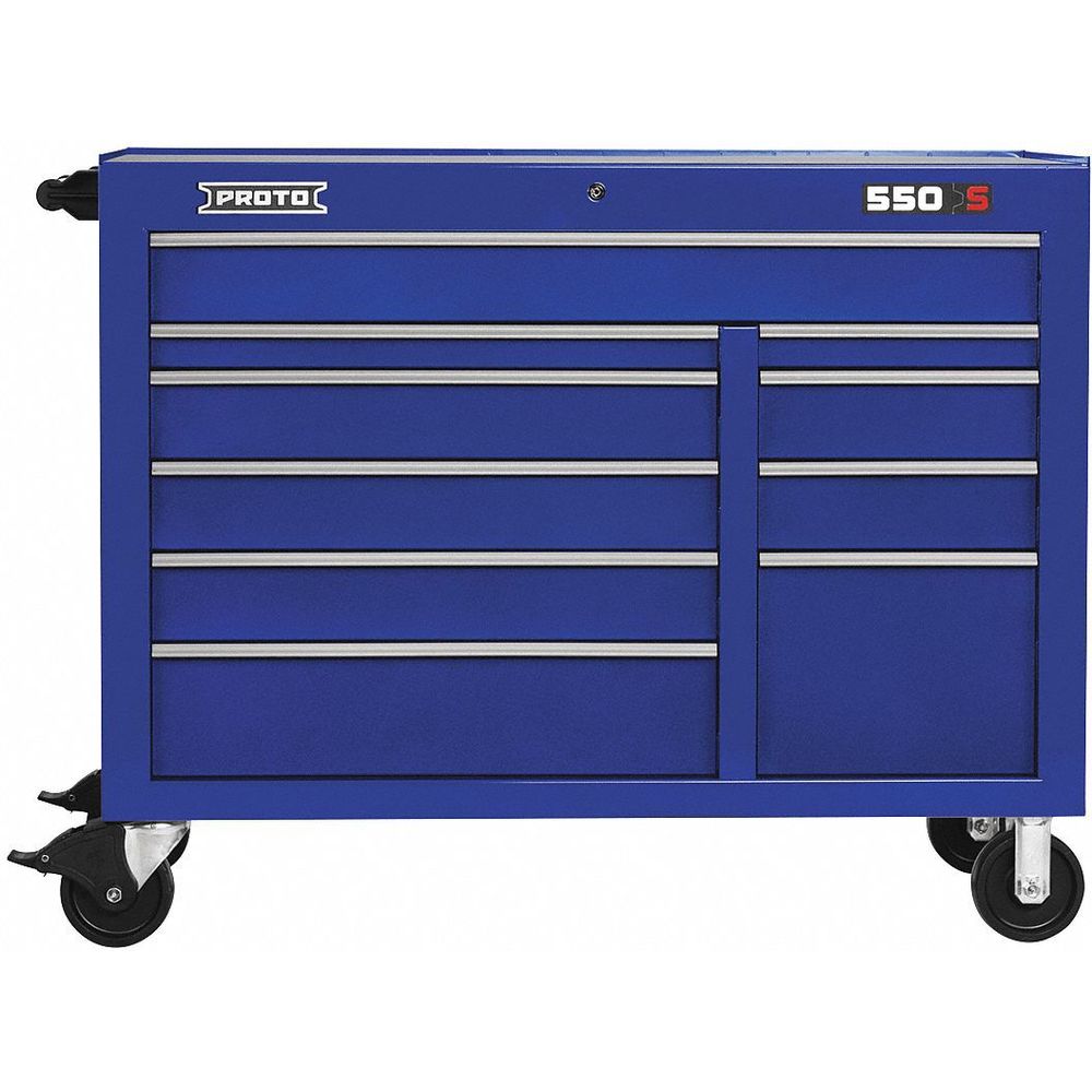 Blue Rolling Cabinet, 41 Inch H x 50 W x 25-1/4 Inch D, No. of Drawers 10