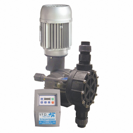 Chemical Metering Pump, Electric Motor, PVDF, PTFE, Aluminum, PVDF, PTFE