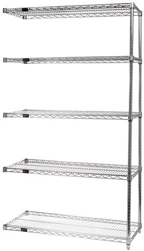 Wire Shelving, 5 Shelf Add-On, 21 x 72 x 54 Inch Size, Chrome