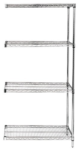 Wire Shelving, 4 Shelves Add-On, 14 x 72 x 86 Inch Size, Stainless Steel