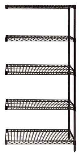 Wire Shelving, 5 Shelf Add-On, 21 x 54 x 86 Inch Size, Black Epoxy