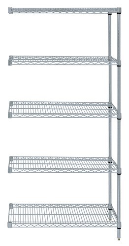 Wire Shelving, 5 Shelf Add-On, 21 x 42 x 86 Inch Size, Gray Epoxy