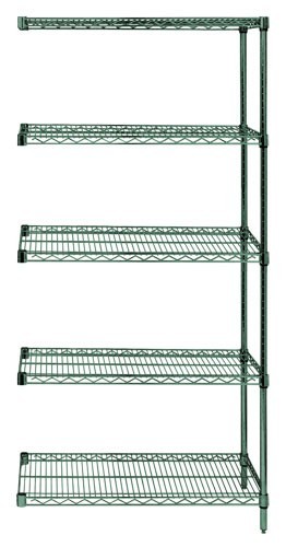 Wire Shelving, 5 Shelf Add-On, 14 x 54 x 74 Inch Size, Proform Green Epoxy