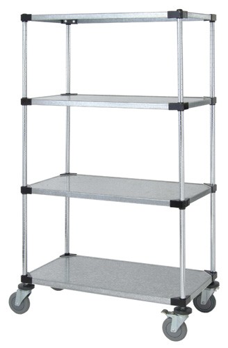 Mobile Cart, 4 Solid Shelf, 24 x 48 x 80 Inch Size