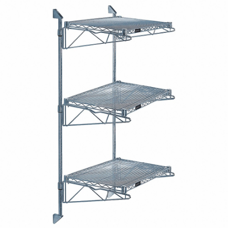 Wire Cantilever, 72 Inch x 24 Inch, 3 Shelves, 800 lb Load Capacity per Shelf