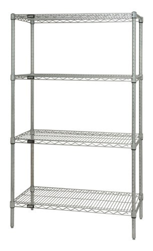 Wire Shelving, Starter Unit, 4 Shelves, 21 x 42 x 54 Inch Size, Stainless Steel