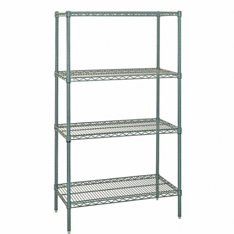 Wire Shelving, Starter, 48 Inch x 24 Inch, 74 Inch OverallHeight, 4 Shelves, Dry/Wet