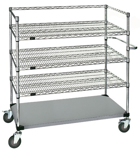 Open Surgical Case Cart, 4 Shelves, 24 x 48 x 60 Inch Size, Stainless Steel