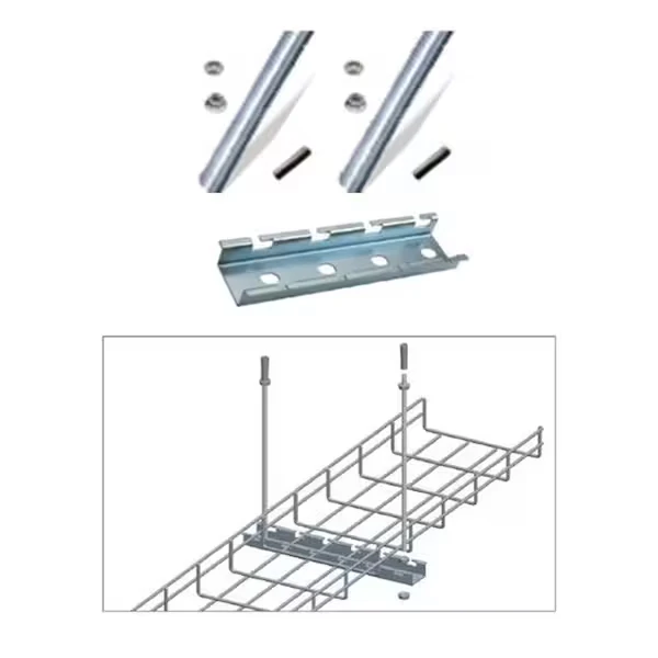 Cable Tray Ceiling Hanging Bar Kit with Rods, 12in, Zinc