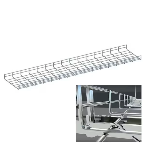 Wire Mesh Cable Tray, 5 FeetL x 8 InchW x 2 InchH, Zinc