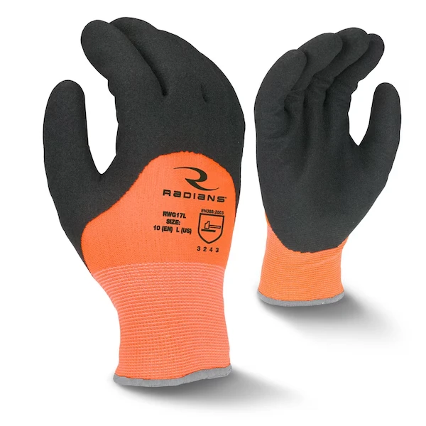 Hi-Vis Cold Protection Coated Gloves, Terry Cloth Lining, M