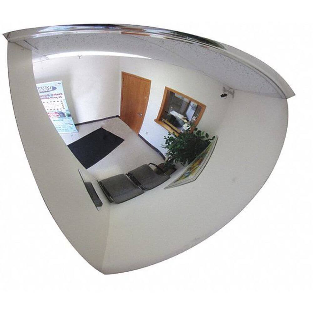 Quarter Dome Mirror, 26 Inch Dia., Acrylic, 90 Degree Viewing Angle