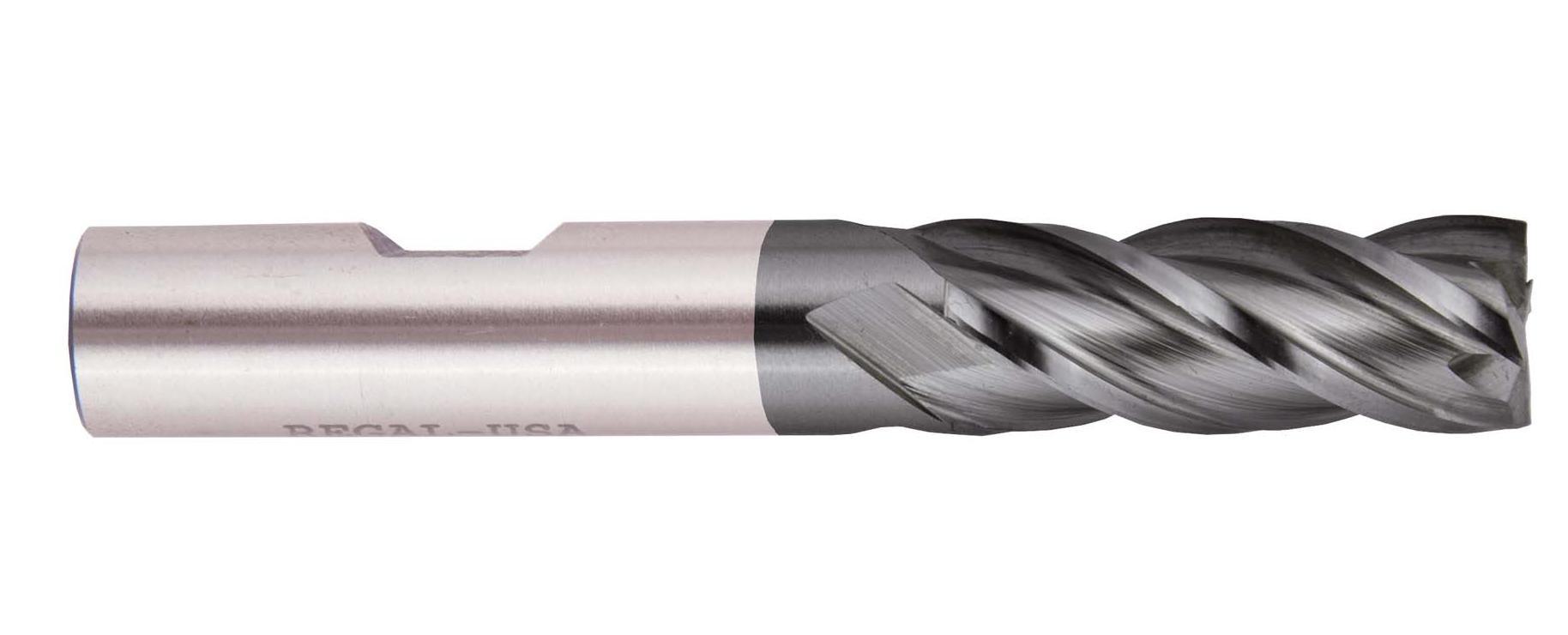 Cobalt End Mill With TiN Coated, Single End, 11/16 Inch Dia., 3-3/4 Inch Length, 4 Flutes