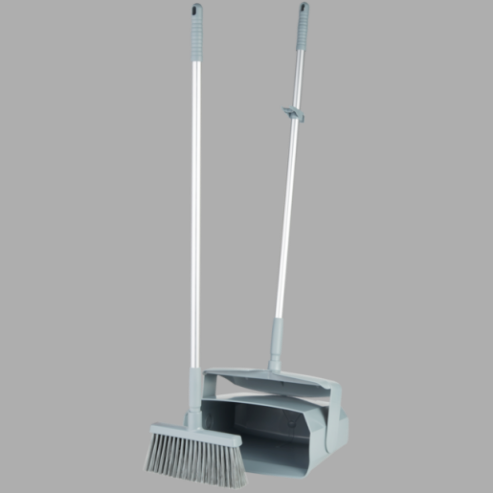 Lobby Broom and Dust Pan, 14.6 Inch Size, GRAY