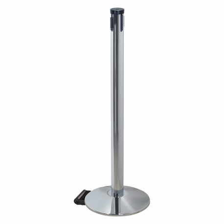 Belt Barrier Receiver Post, 40 Inch Height, Polished Aluminum, 2 1/2 Inch Post Dia