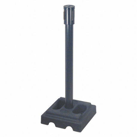 Belt Barrier Receiver Post, 40 Inch Height, Aluminum, Black, 2 1/2 Inch Post Dia, Square