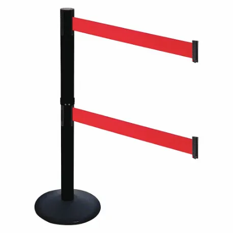 Barrier Post With Belt, PVC, 40 Inch Height, 2 1/2 Inch Dia., Sloped