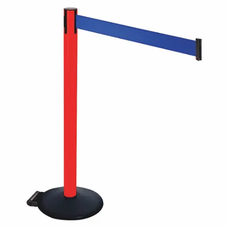 Barrier Post With Belt, PVC, 40 Inch Height, 2 1/2 Inch Dia., Sloped