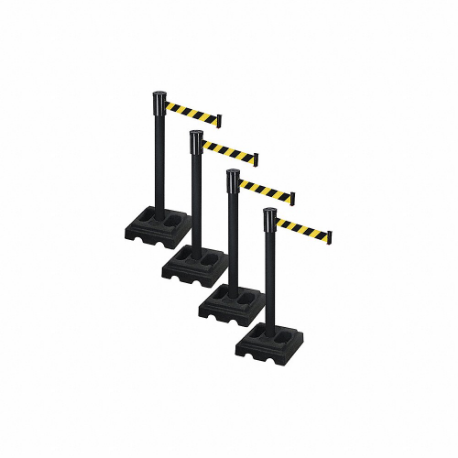 Barrier Systems, Black and Yellow Diagonal Striped, Black, Black