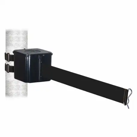 Retractable Belt Barrier, Black, 25 ft Belt Length