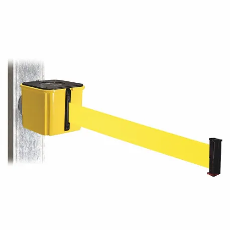 Retractable Belt Barrier, Yellow, 20 ft Belt Length