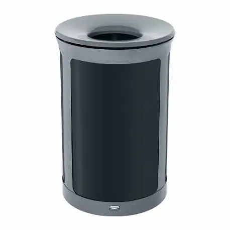 Trash Can, Round, Gray, 33 gal Capacity, 20 29/50 Inch Width/Dia