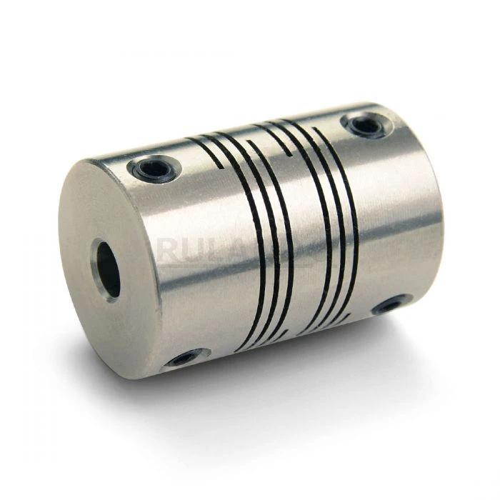 Coupling, 6 Beam, Set Screw Style, 0.375 Inch x 8mm Bore, 1.25 Inch O.D., 1.75 Inch Length