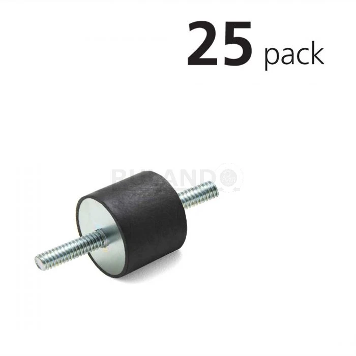 Vibration Isolation Mount, 15mm O.D., M4 Threaded Studs, 10mm Stud Length, Pack Of 25