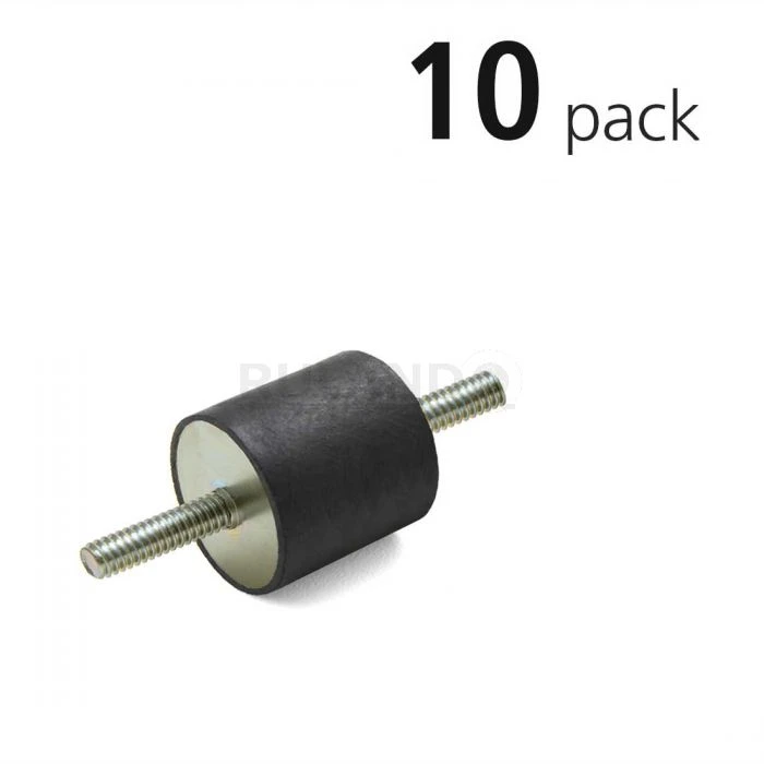 Vibration Isolation Mount, 15mm O.D., M4 Threaded Studs, 10mm Stud Length, Pack Of 10