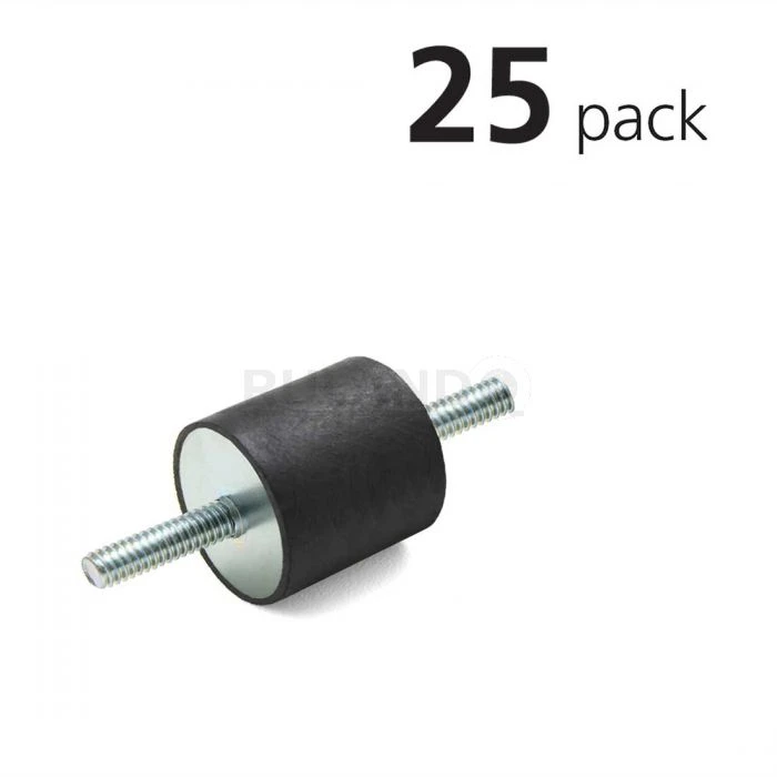 Vibration Isolation Mount, 15mm O.D., M4 Threaded Stud, 10mm Stud Length, Pack Of 25