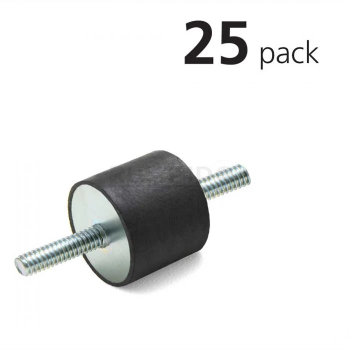 Vibration Isolation Mount, 20mm O.D., M6 Threaded Studs, 18mm Stud Length, Pack Of 25