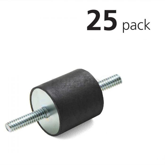 Vibration Isolation Mount, 20mm O.D., M6 Threaded Stud, 18mm Stud Length, Pack Of 25