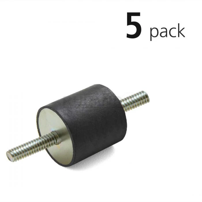 Vibration Isolation Mount, 20mm O.D., M6 Threaded Studs, 18mm Stud Length, Pack Of 5