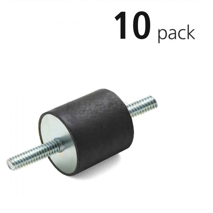 Vibration Isolation Mount, 25mm O.D., M6 Threaded Stud, 18mm Stud Length, Pack Of 10