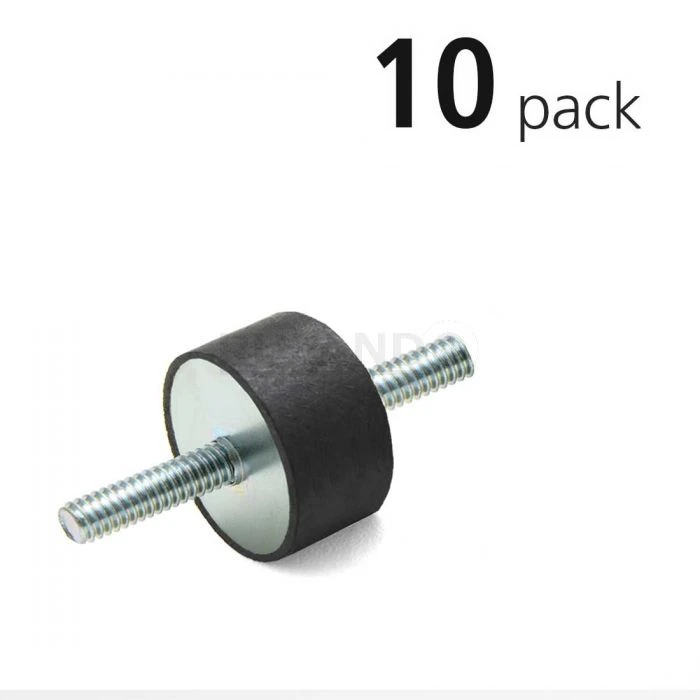 Vibration Isolation Mount, 25mm O.D., M6 Threaded Stud, 18mm Stud Length, Pack Of 10